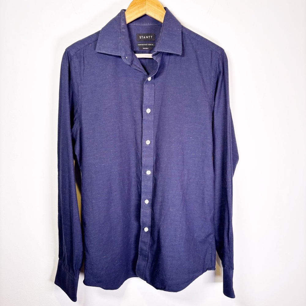 Stantt Blue Speckled Button Down Shirt